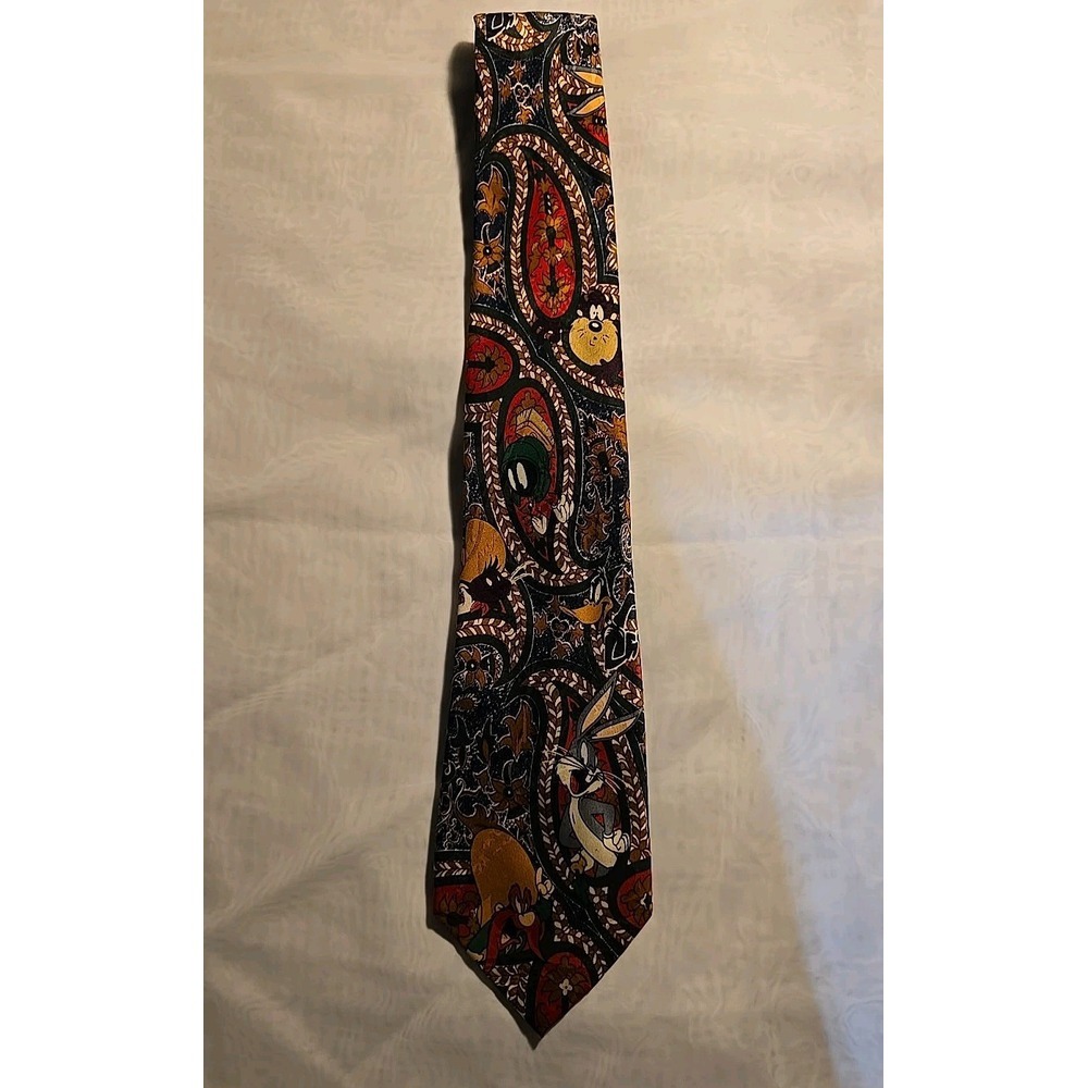 Vintage 1993 Looney Tunes Mania Men's Tie Taz Bugs Bunny Daffy GUC - Picture 1 of 6